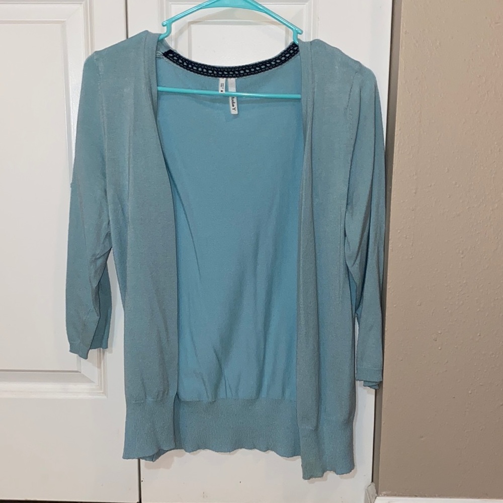 Light blue cardigan!